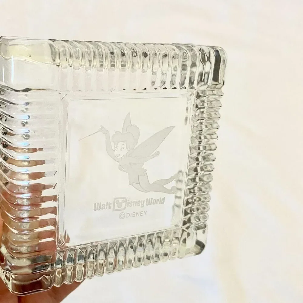 Vintage Disney Tinkerbell Glass Trinket Dish Fairy Jewelry Tray